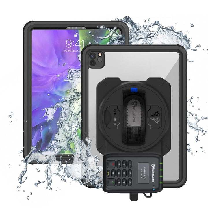 EX2-MAN-A12S | iPad Pro 11 ( 2nd Gen ) 2020 | IP68 Waterproof, Shock & Dust Proof Case With Barclaycard Card Reader Holder