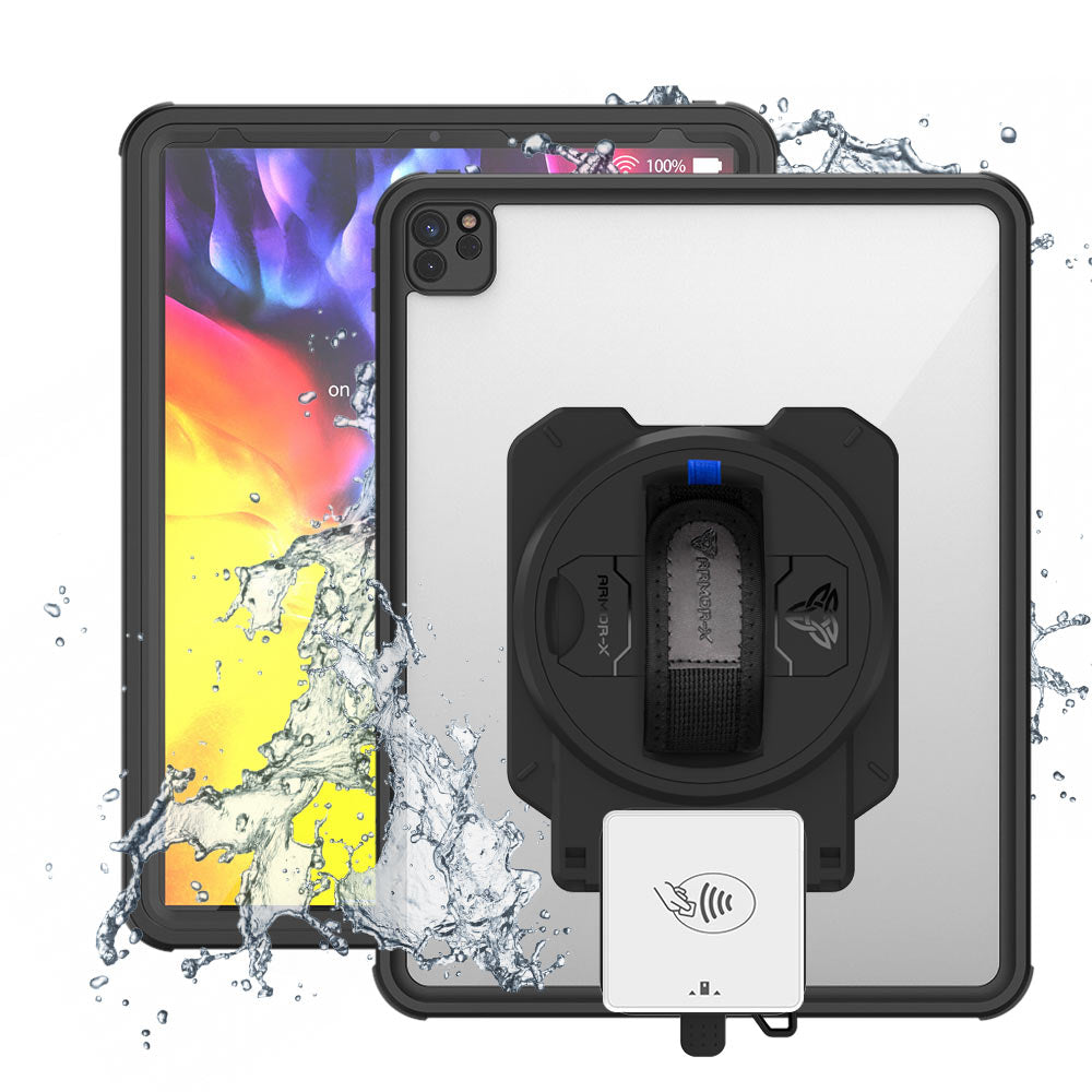 EX2-MAN-A13S | iPad Pro 12.9 ( 4th Gen ) 2020 | IP68 Waterproof, Shock & Dust Proof Case With Payanywhere 3-in-1 Credit Card Reader Holder
