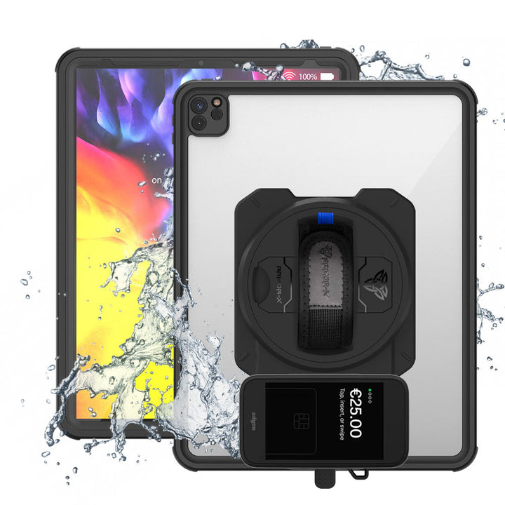 EX2-MAN-A13S | iPad Pro 12.9 ( 4th Gen ) 2020 | IP68 Waterproof, Shock & Dust Proof Case With Adyen AMS1 Card Reader Holder