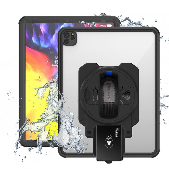 EX2-MAN-A13S | iPad Pro 12.9 ( 4th Gen ) 2020 | IP68 Waterproof, Shock & Dust Proof Case With Ingenico Moby 5500 Card Reader Holder