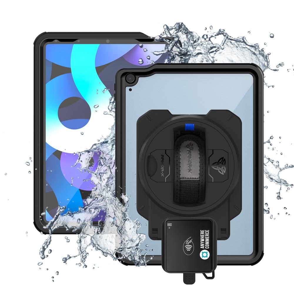 EX2-MAN-A14S | iPad Air 4 2020 / Air 5 2022 | IP68 Waterproof, Shock & Dust Proof Case With AnywhereCommerce Walker C3X Credit Card Reader Holder