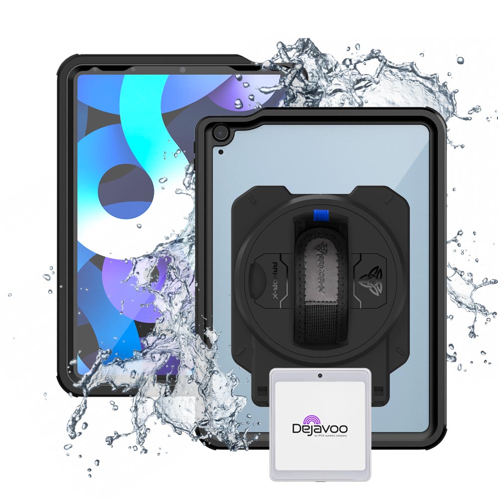 EX2-MAN-A14S | iPad Air 4 2020 / Air 5 2022 | IP68 Waterproof, Shock &amp; Dust Proof Case With dejavoo P12 mPOS PIN Pad Card Reader Holder