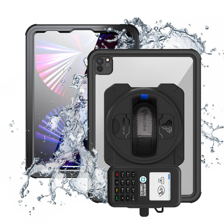 EX2-MAN-A15S | iPad Pro 11 ( 3rd / 4th Gen ) 2021 / 2022 | IP68 Waterproof, Shock & Dust Proof Case With AnywhereCommerce Nomad WP3 Credit Card Reader Holder