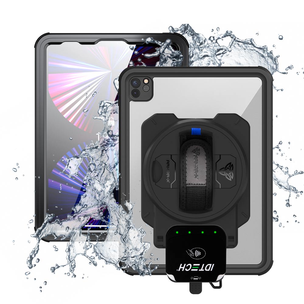 EX2-MAN-A15S | iPad Pro 11 ( 3rd / 4th Gen ) 2021 / 2022 | IP68 Waterproof, Shock & Dust Proof Case With ID TECH VP3350 Card Reader Holder