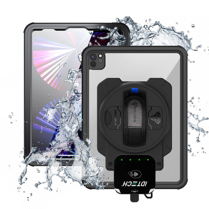 EX2-MAN-A15S | iPad Pro 11 ( 3rd / 4th Gen ) 2021 / 2022 | IP68 Waterproof, Shock &amp; Dust Proof Case With ID TECH VP3350 Card Reader Holder