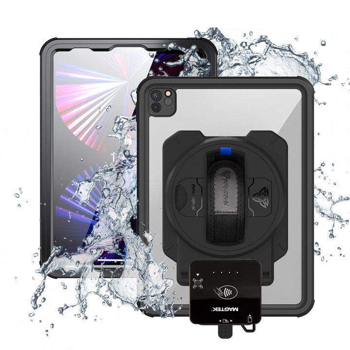 EX2-MAN-A15S | iPad Pro 11 ( 3rd / 4th Gen ) 2021 / 2022 | IP68 Waterproof, Shock & Dust Proof Case With Magtek DynaFlex II Go Card Reader Holder