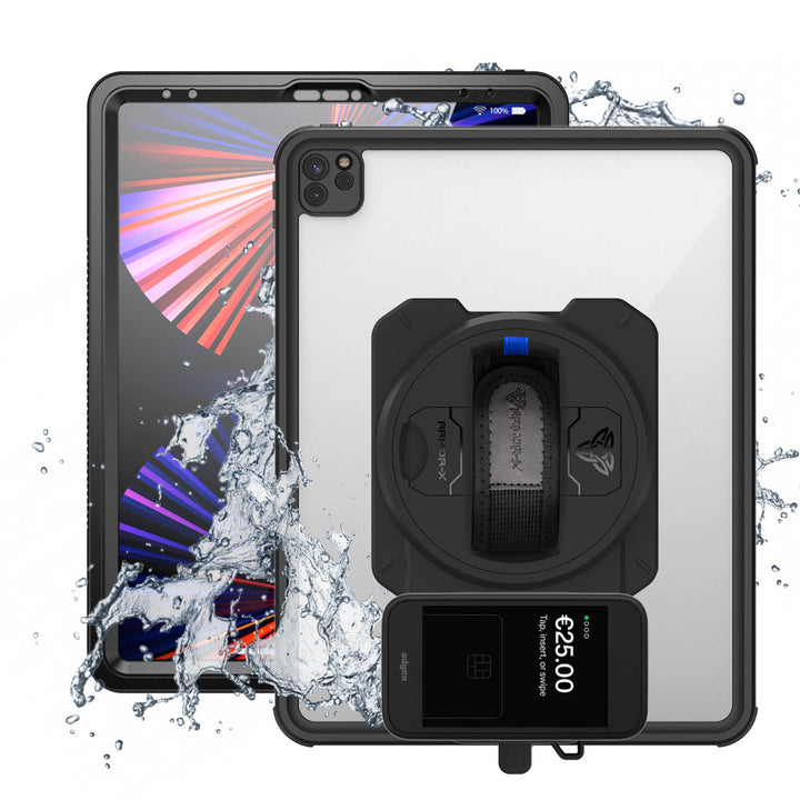 EX2-MAN-A17S | iPad Pro 12.9 ( 5th / 6th Gen ) 2021 / 2022 | IP68 Waterproof, Shock & Dust Proof Case With Adyen AMS1 Card Reader Holder