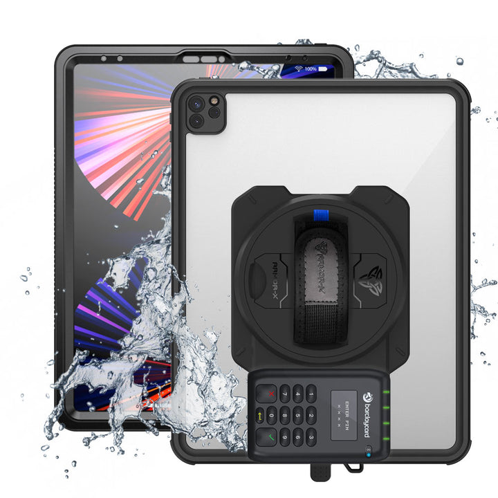 EX2-MAN-A17S | iPad Pro 12.9 ( 5th / 6th Gen ) 2021 / 2022 | IP68 Waterproof, Shock & Dust Proof Case With Barclaycard Card Reader Holder