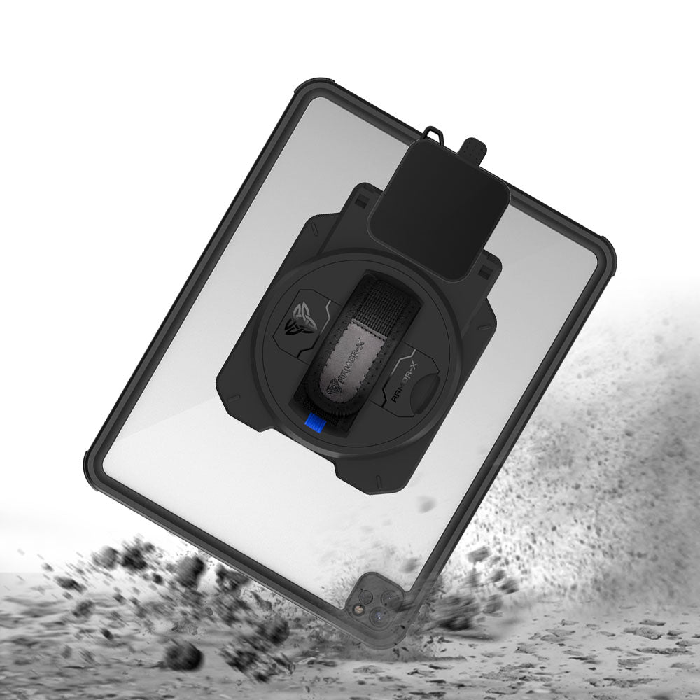 EX2-MAN-A17S | iPad Pro 12.9 ( 5th / 6th Gen ) 2021 / 2022 | IP68 Waterproof, Shock & Dust Proof Case With Stripe Reader M2 Card Reader Holder