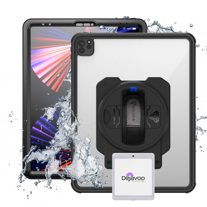 EX2-MAN-A17S | iPad Pro 12.9 ( 5th / 6th Gen ) 2021 / 2022 | IP68 Waterproof, Shock &amp; Dust Proof Case With dejavoo P12 mPOS PIN Pad Card Reader Holder