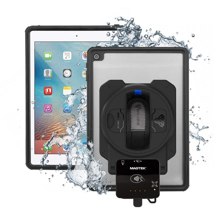 EX2-MAN-A6S | iPad Pro 9.7 2016 | IP68 Waterproof, Shock & Dust Proof Case With Magtek DynaFlex II Go Card Reader Holder