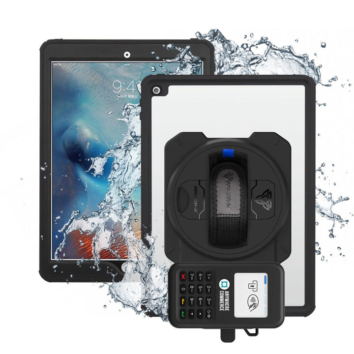EX2-MAN-A8S | iPad Pro 10.5 2017 | IP68 Waterproof, Shock & Dust Proof Case With AnywhereCommerce Nomad WP3 Credit Card Reader Holder