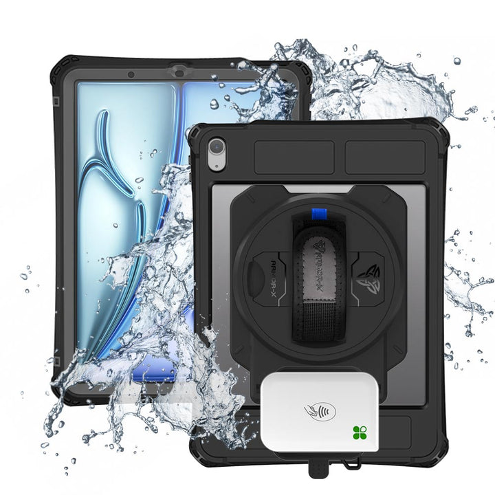 EX2-MAN-iPad-A5PN | iPad Air 11 (M2) / (M3) | IP68 Waterproof, Shock & Dust Proof Case With Adyen AMS1 Card Reader Holder Supports Apple Pencil Pro Wireless Charging