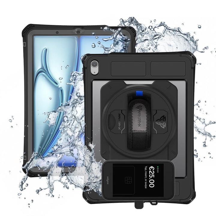 EX2-MAN-iPad-A5PN | iPad Air 4 2020 / Air 5 2022 | IP68 Waterproof, Shock & Dust Proof Case With Adyen AMS1 Card Reader Holder Supports Apple Pencil 2 Wireless Charging