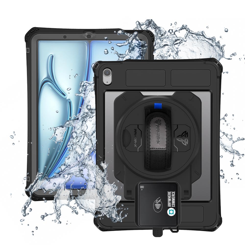 EX2-MAN-iPad-A5PN | iPad Air 11 (M2) / (M3) | IP68 Waterproof, Shock & Dust Proof Case With AnywhereCommerce Walker C3X Credit Card Reader Holder Supports Apple Pencil Pro Wireless Charging