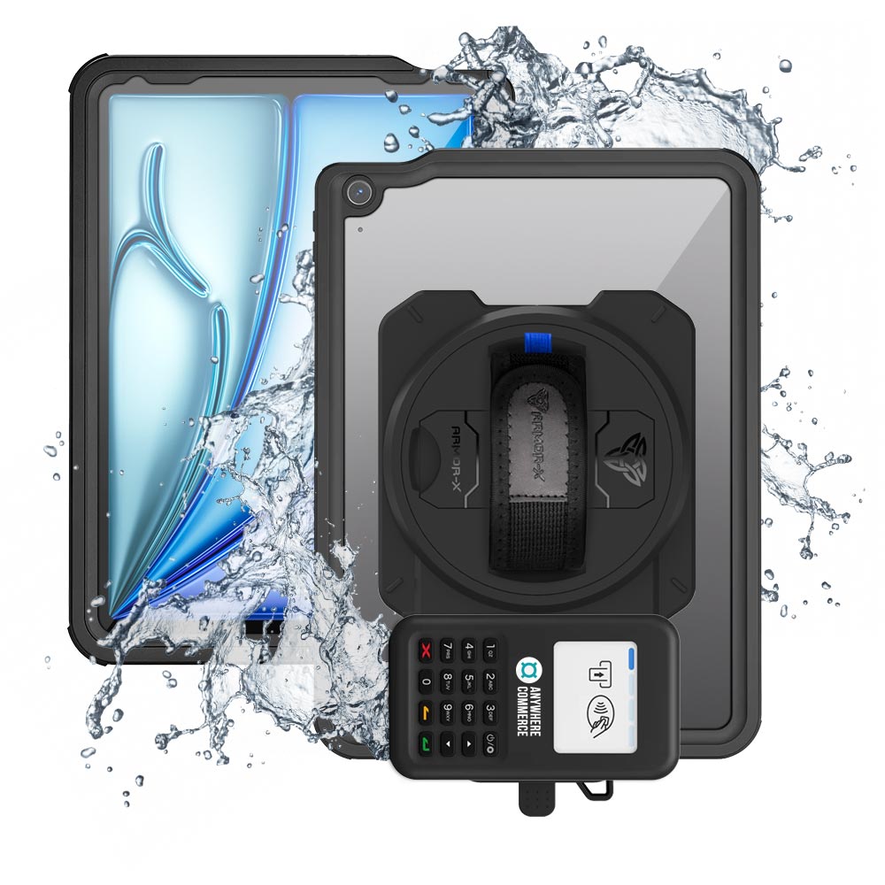 EX2-MAN-iPad-A5 | iPad Air 11 (M2) / (M3) | IP68 Waterproof, Shock & Dust Proof Case With AnywhereCommerce Nomad WP3 Credit Card Reader Holder
