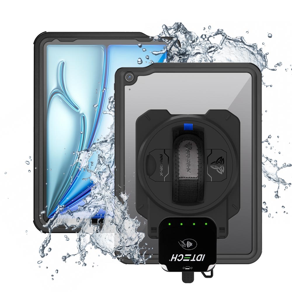 EX2-MAN-iPad-A5 | iPad Air 11 (M2) / (M3) | IP68 Waterproof, Shock & Dust Proof Case With ID TECH VP3350 Card Reader Holder