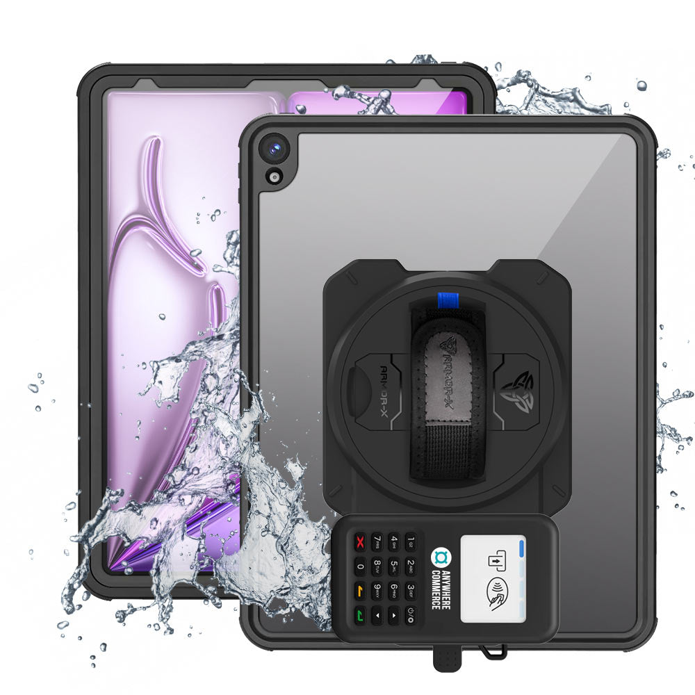 EX2-MAN-iPad-A6 | iPad Air 13 (M2) / (M3) | IP68 Waterproof, Shock & Dust Proof Case With AnywhereCommerce Nomad WP3 Credit Card Reader Holder