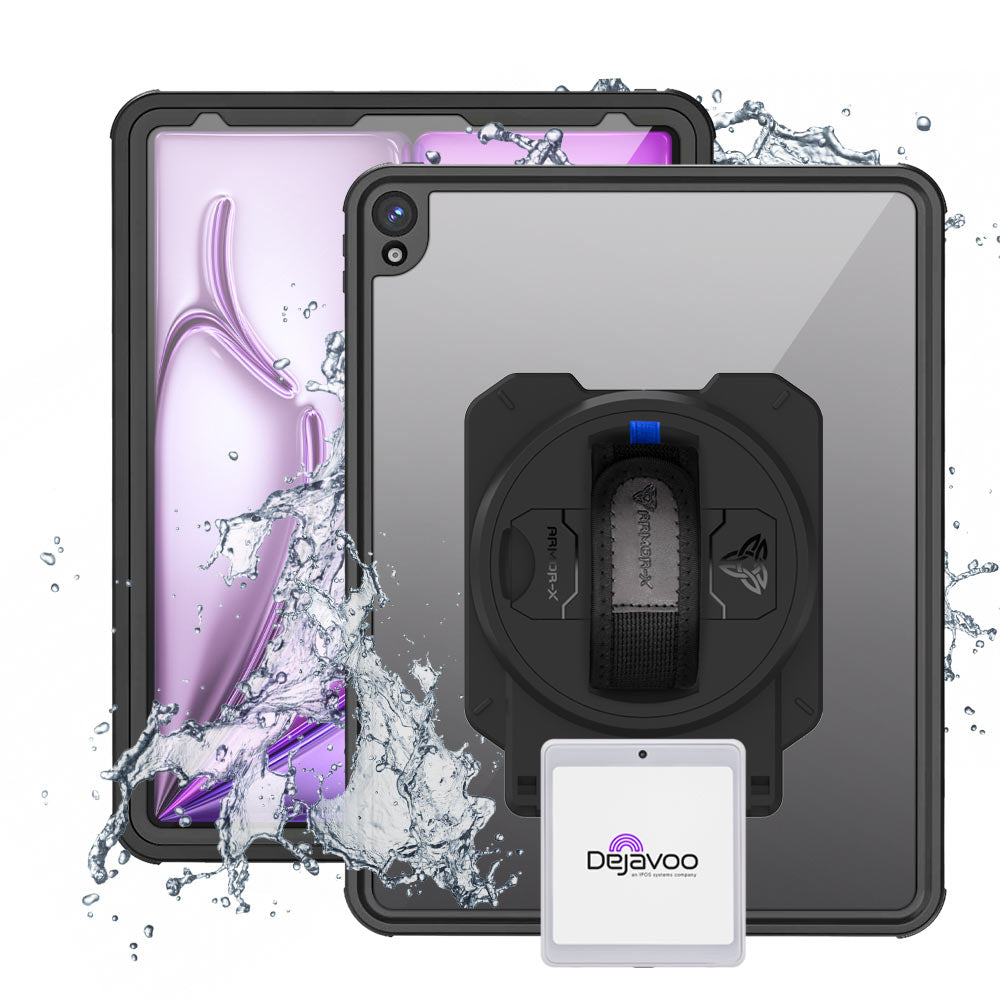 EX2-MAN-iPad-A6 | iPad Air 13 (M2) / (M3) | IP68 Waterproof, Shock &amp; Dust Proof Case With dejavoo P12 mPOS PIN Pad Card Reader Holder
