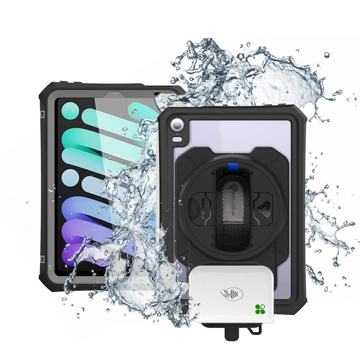 EX2-MAN-iPad-M6PN | iPad mini (A17 Pro) | IP68 Waterproof, Shock & Dust Proof Case With Clover Go Card Reader Holder Supports Apple Pencil Pro Wireless Charging