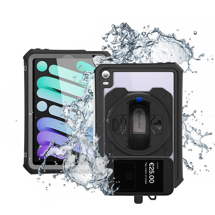 EX2-MAN-iPad-M6PN | iPad mini (A17 Pro) | IP68 Waterproof, Shock & Dust Proof Case With Adyen AMS1 Card Reader Holder Supports Apple Pencil Pro Wireless Charging