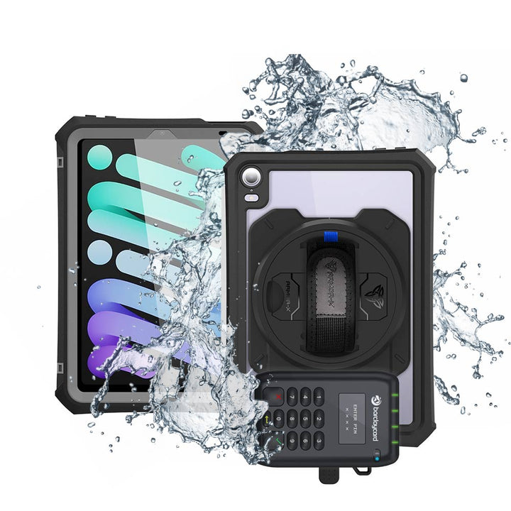 EX2-MAN-iPad-M6PN | iPad mini 6 | IP68 Waterproof, Shock & Dust Proof Case With Barclaycard Card Reader Holder Supports Apple Pencil 2 Wireless Charging