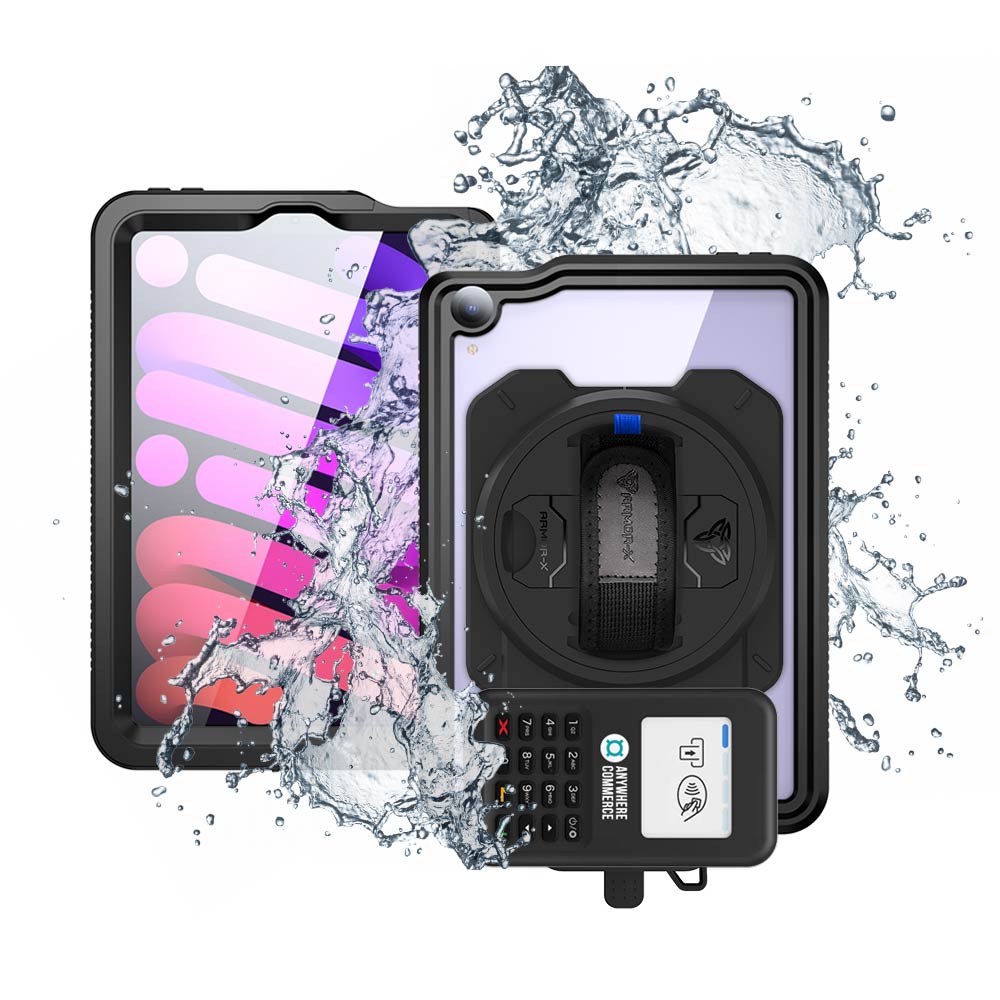 EX2-MAN-iPad-M6 | iPad mini 6 | IP68 Waterproof, Shock & Dust Proof Case With AnywhereCommerce Nomad WP3 Credit Card Reader Holder
