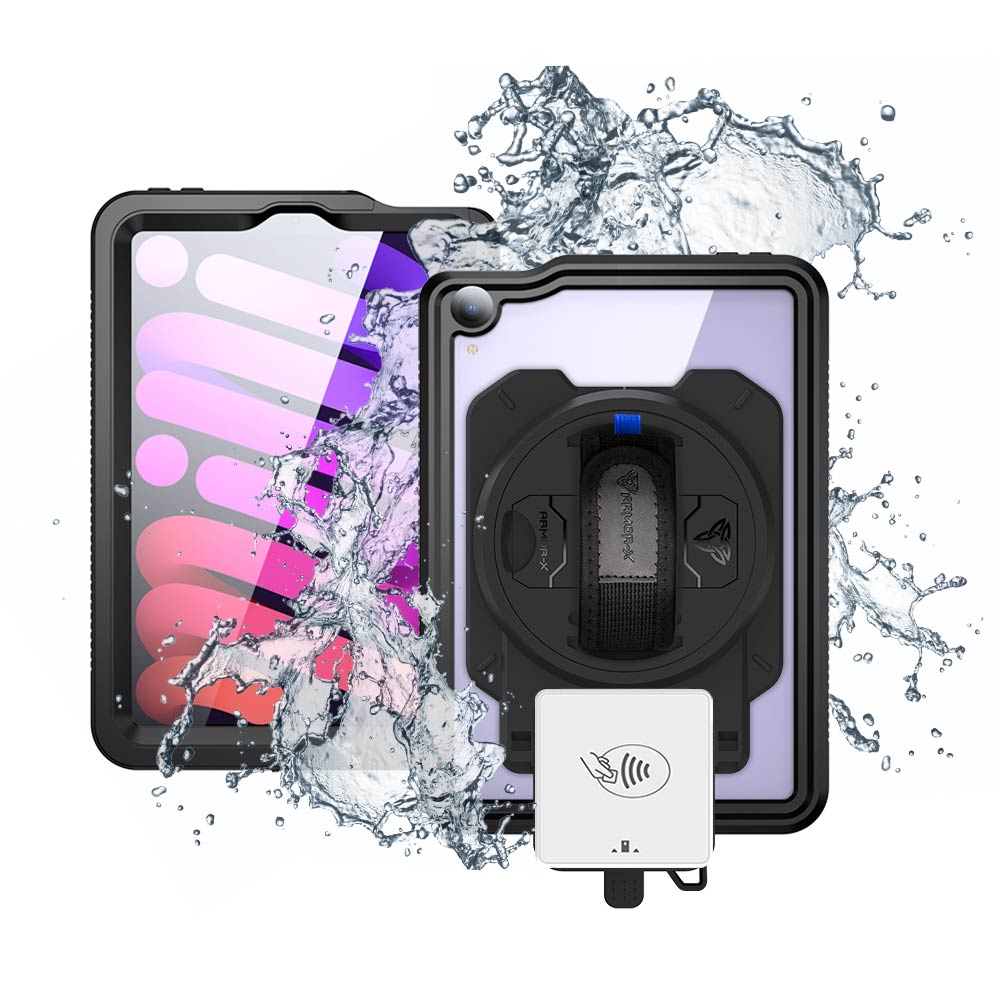 EX2-MAN-iPad-M6 | iPad mini 6 | IP68 Waterproof, Shock & Dust Proof Case With Payanywhere 3-in-1 Credit Card Reader Holder
