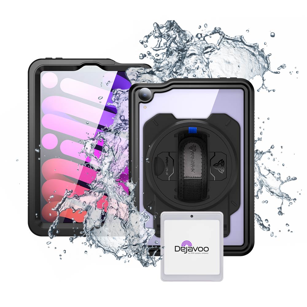 EX2-MAN-iPad-M6 | iPad mini (A17 Pro) | IP68 Waterproof, Shock &amp; Dust Proof Case With dejavoo P12 mPOS PIN Pad Card Reader Holder