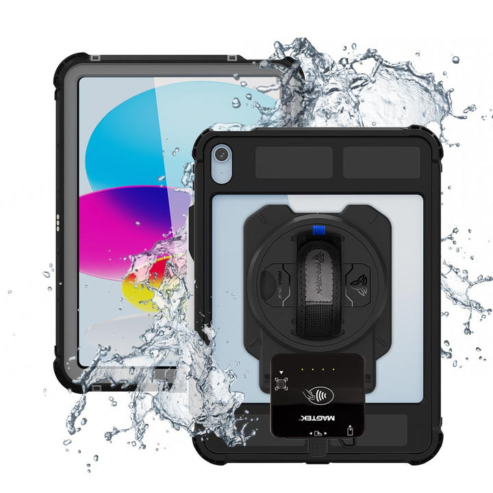 EX2-MAN-iPad-N5PN | iPad 11-Inch (11th Gen / A16) | IP68 Waterproof, Shock & Dust Proof Case With Magtek DynaFlex II Go Card Reader Holder & Pencil Holder