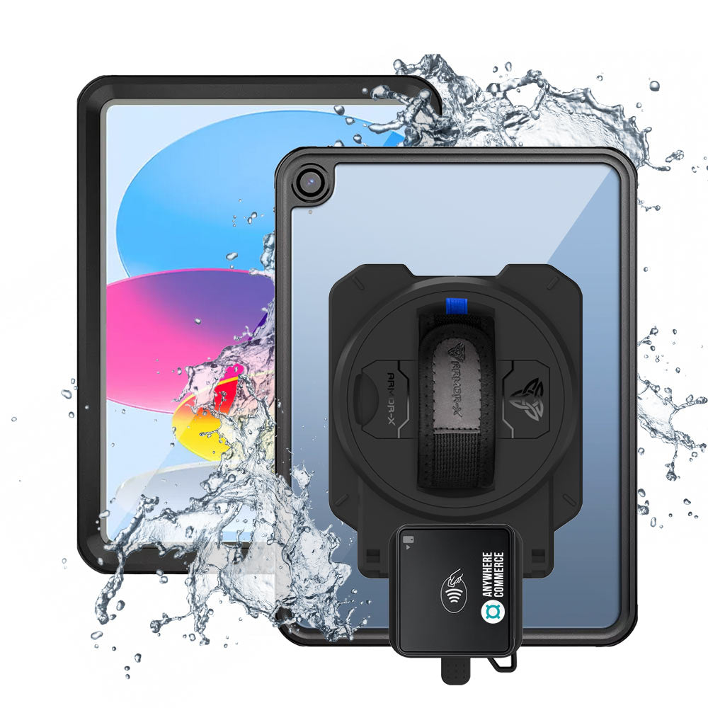 EX2-MAN-iPad-N5 | iPad 10.9 (10th Gen.) | IP68 Waterproof, Shock & Dust Proof Case With AnywhereCommerce Walker C3X Credit Card Reader Holder