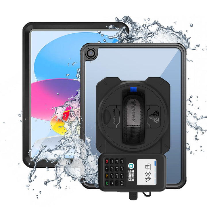 EX2-MAN-iPad-N5 | iPad 10.9 (10th Gen.) | IP68 Waterproof, Shock & Dust Proof Case With AnywhereCommerce Nomad WP3 Credit Card Reader Holder