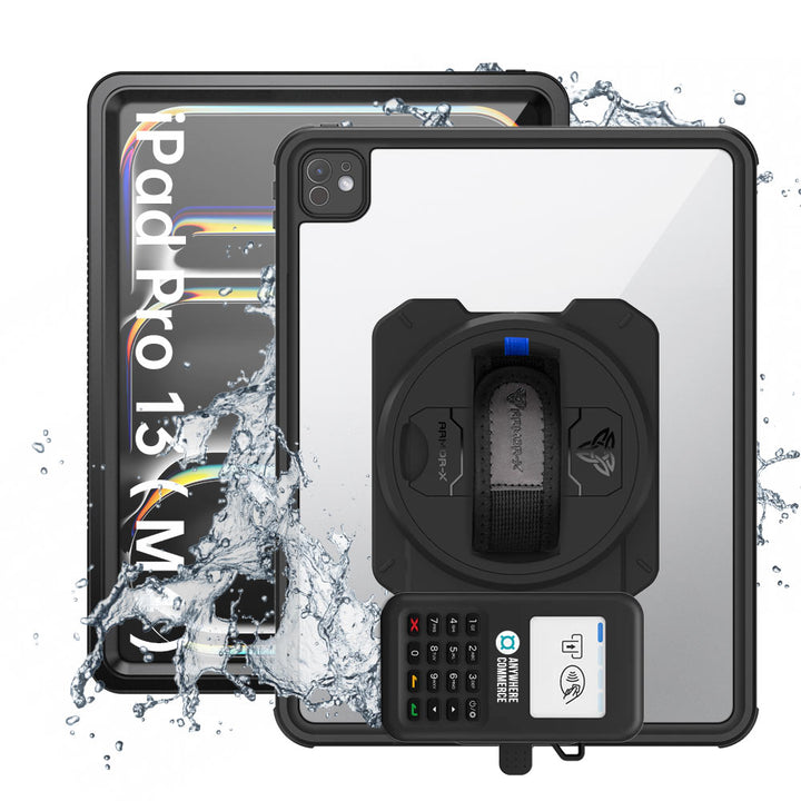 EX2-MAN-iPad-PR10 | iPad Pro 13 ( M4 ) | IP68 Waterproof, Shock & Dust Proof Case With AnywhereCommerce Nomad WP3 Credit Card Reader Holder