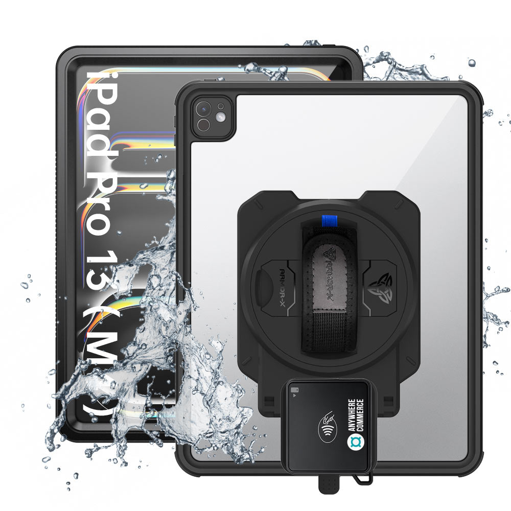 EX2-MAN-iPad-PR10 | iPad Pro 13 ( M4 ) | IP68 Waterproof, Shock & Dust Proof Case With AnywhereCommerce Walker C3X Credit Card Reader Holder