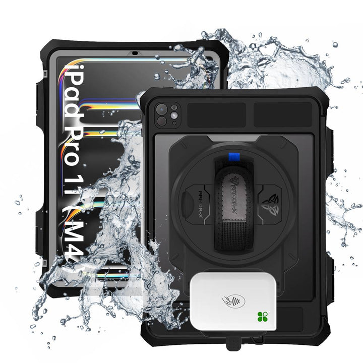 EX2-MAN-iPad-PR11PN | iPad Pro 11 ( M4 ) | IP68 Waterproof, Shock & Dust Proof Case With Clover Go Card Reader Holder Supports Apple Pencil Pro Wireless Charging