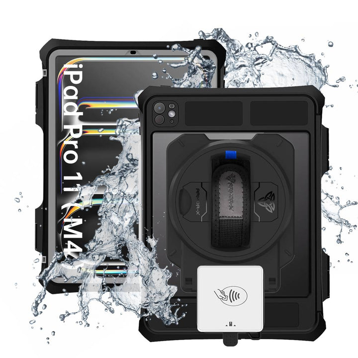 EX2-MAN-iPad-PR11PN | iPad Pro 11 ( M4 ) | IP68 Waterproof, Shock & Dust Proof Case With Payanywhere 3-in-1 Credit Card Reader Holder Supports Apple Pencil Pro Wireless Charging