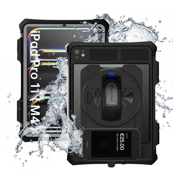 EX2-MAN-iPad-PR11PN | iPad Pro 11 ( M4 ) | IP68 Waterproof, Shock & Dust Proof Case With Adyen AMS1 Card Reader Holder Supports Apple Pencil Pro Wireless Charging
