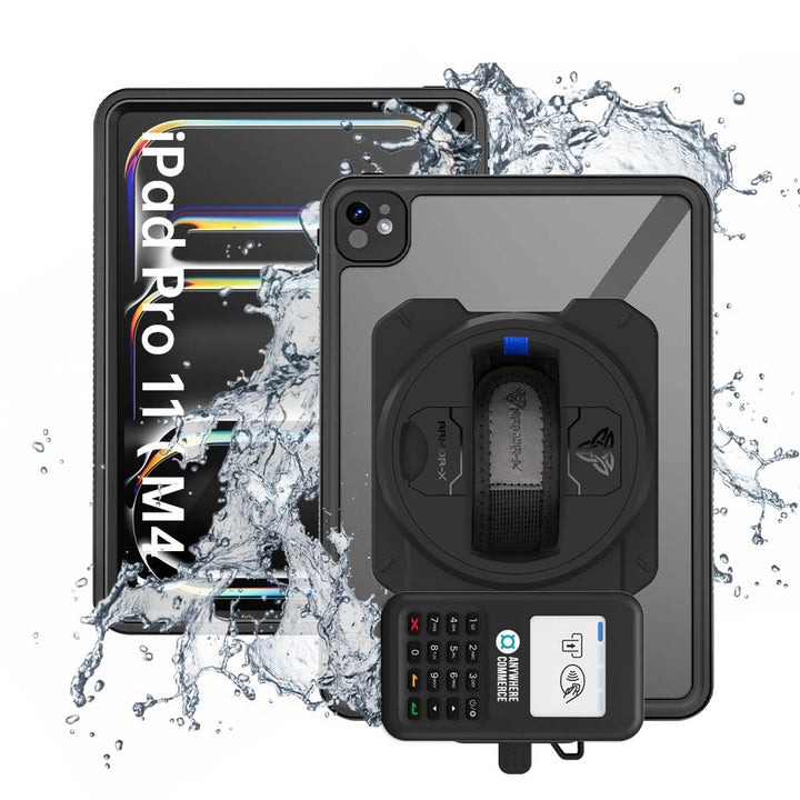 EX2-MAN-iPad-PR11 | iPad Pro 11 ( M4 ) | IP68 Waterproof, Shock & Dust Proof Case With AnywhereCommerce Nomad WP3 Credit Card Reader Holder