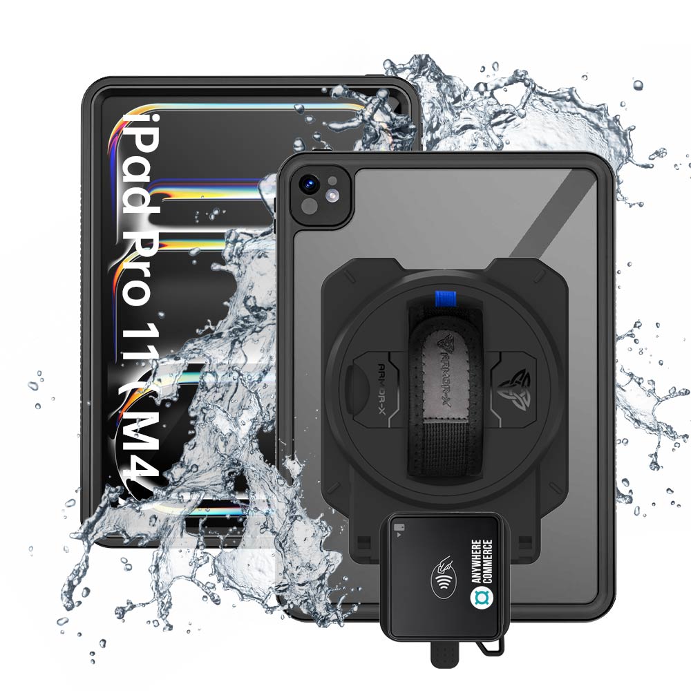 EX2-MAN-iPad-PR11 | iPad Pro 11 ( M4 ) | IP68 Waterproof, Shock & Dust Proof Case With AnywhereCommerce Walker C3X Credit Card Reader Holder