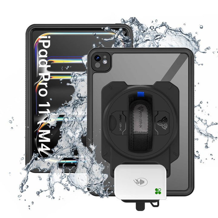 EX2-MAN-iPad-PR11 | iPad Pro 11 ( M4 ) | IP68 Waterproof, Shock & Dust Proof Case With Clover Go Card Reader Holder