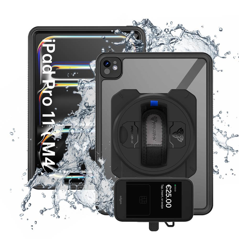 EX2-MAN-iPad-PR11 | iPad Pro 11 ( M4 ) | IP68 Waterproof, Shock & Dust Proof Case With Adyen AMS1 Card Reader Holder