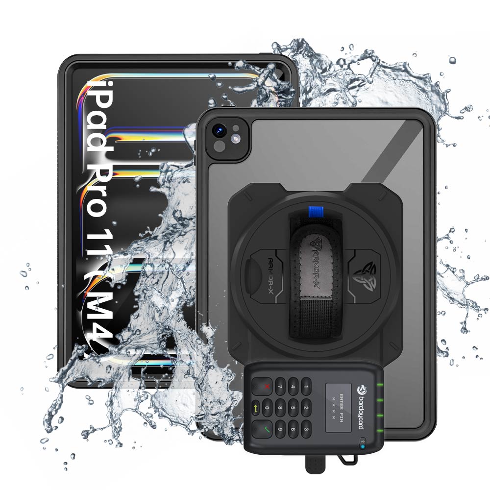 EX2-MAN-iPad-PR11 | iPad Pro 11 ( M4 ) | IP68 Waterproof, Shock & Dust Proof Case With Barclaycard Card Reader Holder