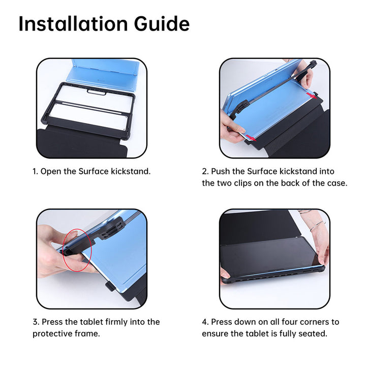 FAC-MS-SFPR9 | Microsoft Surface Pro 11 / 10 / 9 | Flip Protective Rugged Case Compatible with Keyboard