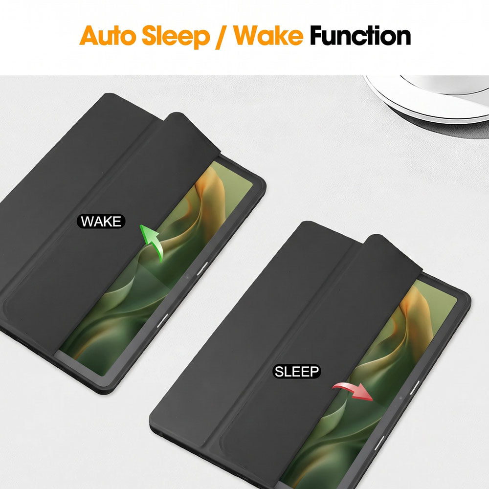 ARMOR-X Motorola Moto Pad (2026) / Moto Pad 60 Neo Smart Tri-Fold Stand Magnetic Cover. With built-in magnets, automatically wakes or puts your device to sleep when the lid is opened and closed. 