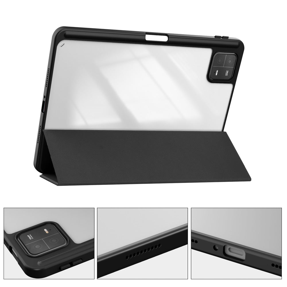 ARMOR-X Xiaomi Pad 6 / 6 Pro Smart Tri-Fold Stand Magnetic Cover with raised edge to protect the screen and camera.