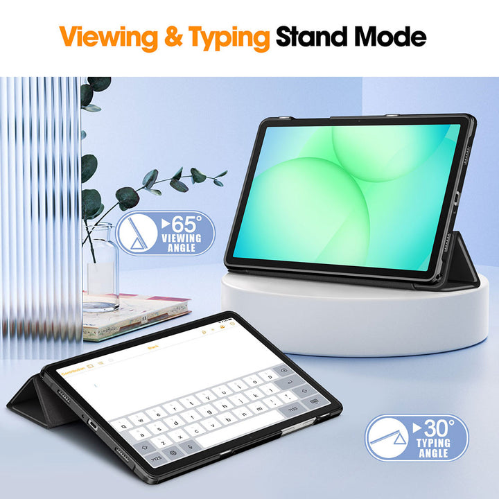 ARMOR-X Samsung Galaxy Tab A11+ A11 Plus ( 11" ) SM-X230 / SM-X235 / SM-X236 / SM-X238 Smart Magnetic Folio Cover. Tri-fold front cover has flip capability to transform the case into a viewing stand and keyboard stand.