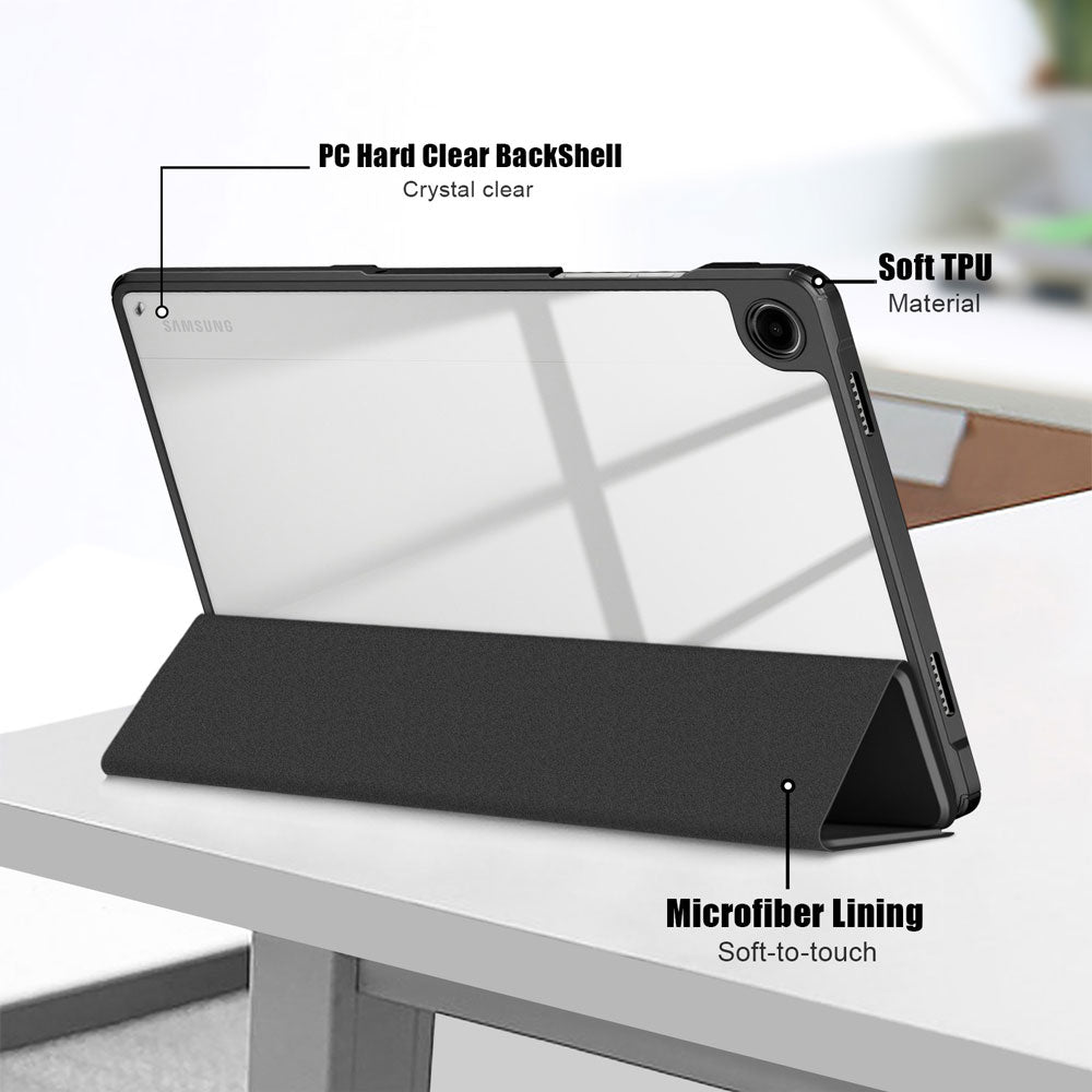 ARMOR-X Samsung Galaxy Tab A11+ A11 Plus ( 11" ) SM-X230 / SM-X235 / SM-X236 / SM-X238 Smart Magnetic Folio Cover. Hardshell back cover with flexible TPU bumper protects the tablet from shocks, drops and impacts.