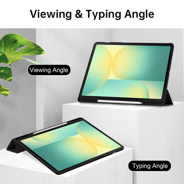 ARMOR-X Samsung Galaxy Tab S10 FE+ S10 FE Plus SM-X620 X626 X628 Smart Tri-Fold Stand Magnetic Cover. Two angles are provided for satisfying your viewing and typing needs.