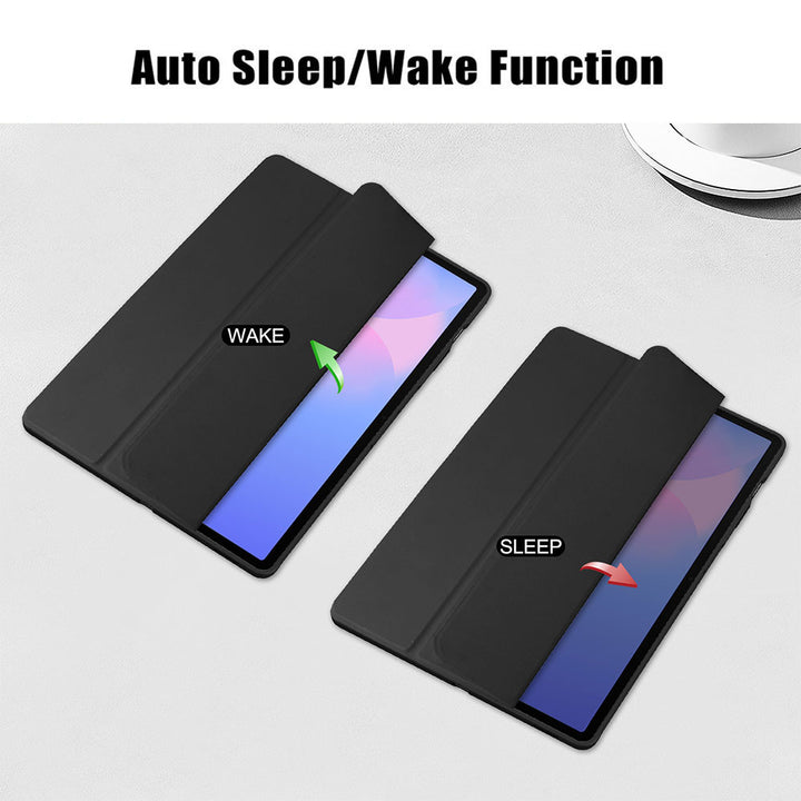 ARMOR-X Samsung Galaxy Tab S10 FE+ S10 FE Plus SM-X620 X626 X628 Smart Tri-Fold Stand Magnetic Cover. With built-in magnets, automatically wakes or puts your device to sleep when the lid is opened and closed.