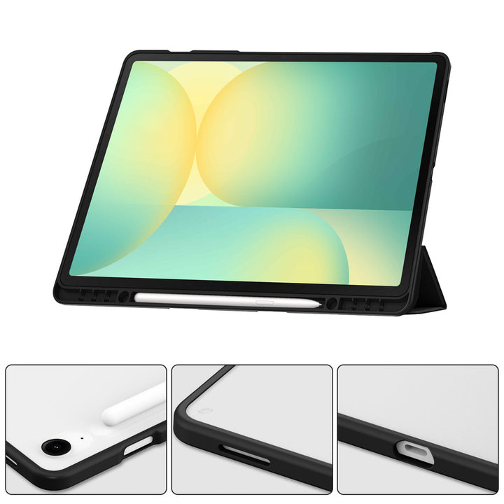 ARMOR-X Samsung Galaxy Tab S10 FE+ S10 FE Plus SM-X620 X626 X628 Smart Tri-Fold Stand Magnetic Cover. Raised edge to protect the ports and camera.
